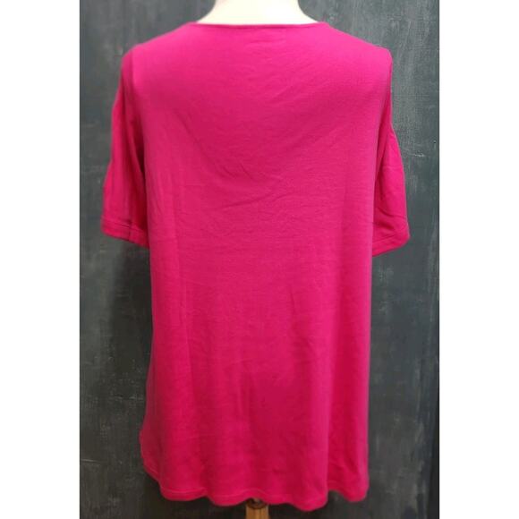 Woman Within Plus Size Cut-Out Sleeve Tunic Raspberry Sorbet 14/16 Round Hem - Picture 5 of 11